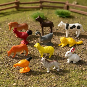 Kit 12 Animais de Fazenda, Brinquedos de Borracha, Miniaturas