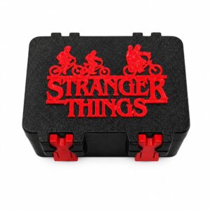Caixa Multiuso com Divisória para Figurinhas, Tema Stranger Things, Preta e Vermelho
