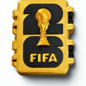 Caixa Porta Figurinhas Copa do Mundo 2026, Estojo Organizador Dourado e Preto, Tema Futebol
